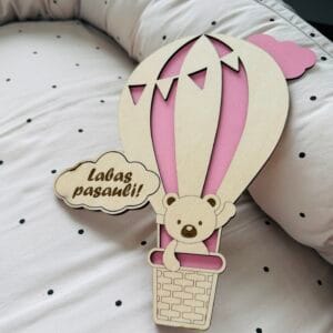 Mėnesių kortelės "Oro balionas" Pink